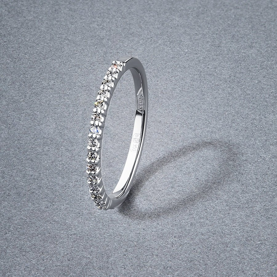 Обручальное кольцо из платины с дорожкой бриллиантов тонкое ПК-044-01 Platinum Lab фото 4