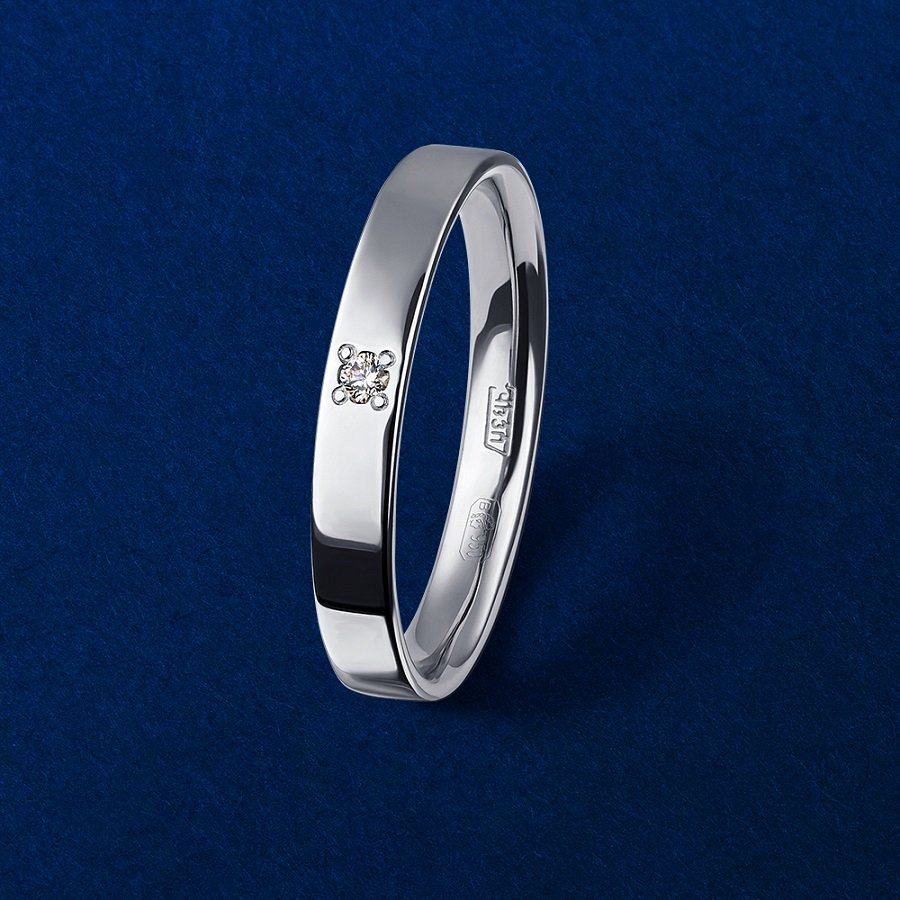 Обручальное кольцо из платины с бриллиантом ПК-113-01 Platinum Lab фото 4