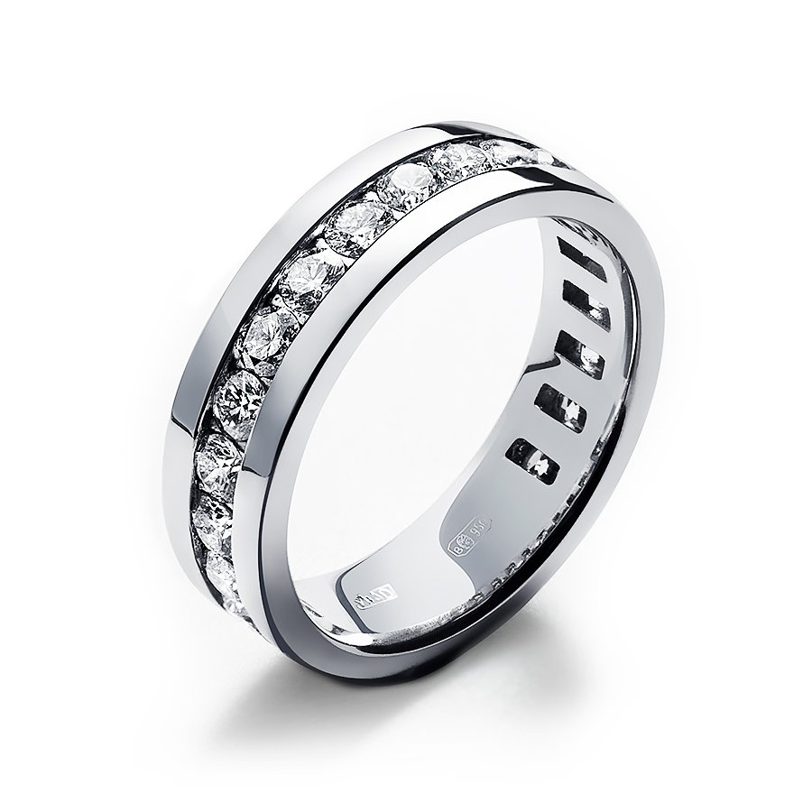 Обручальное кольцо из платины с дорожкой бриллиантов широкое ПК-021-01 Platinum Lab фото 5