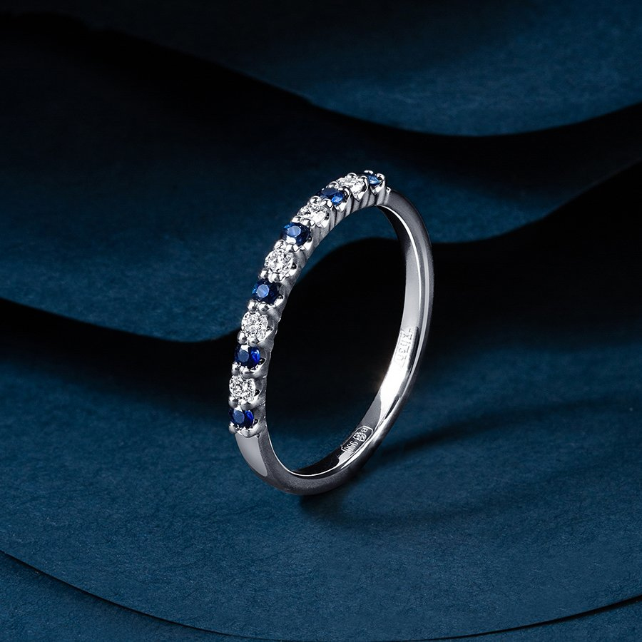 Женское кольцо из платины с бриллиантами и сапфирами ПК-044СБр-02 PlatinumLab фото 4