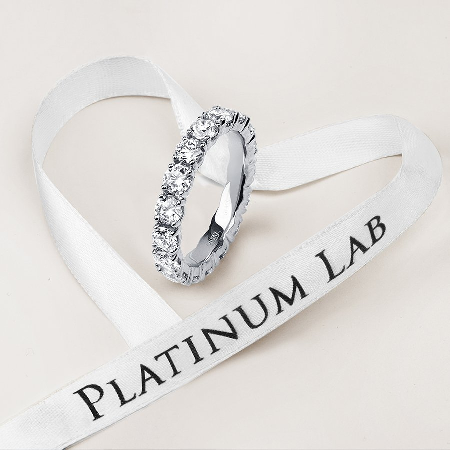 Обручальное кольцо из платины с дорожкой бриллиантов ПК-045-05 Platinum Lab фото 4