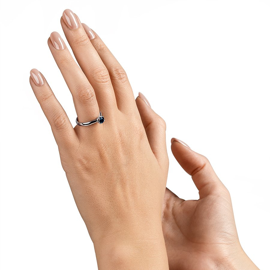 Женское помолвочное кольцо из платины с природным сапфиром ПК-090С-04 Platinum Lab фото 4