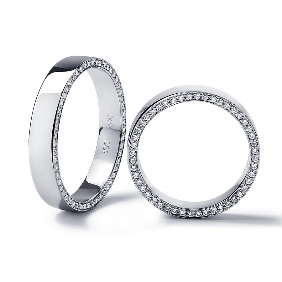 Обручальное кольцо из платины с дорожкой бриллиантов ПК-129-01 Platinum Lab фото 4