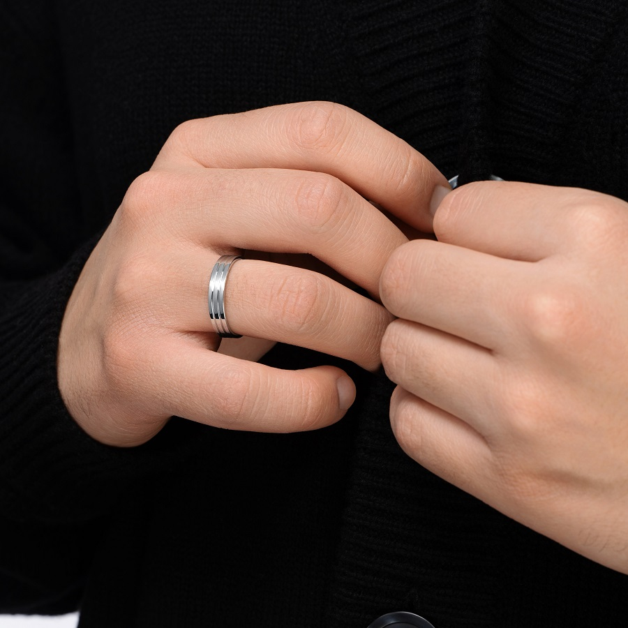 Мужское обручальное кольцо из платины широкое ПК-021-00 Platinum Lab фото 3