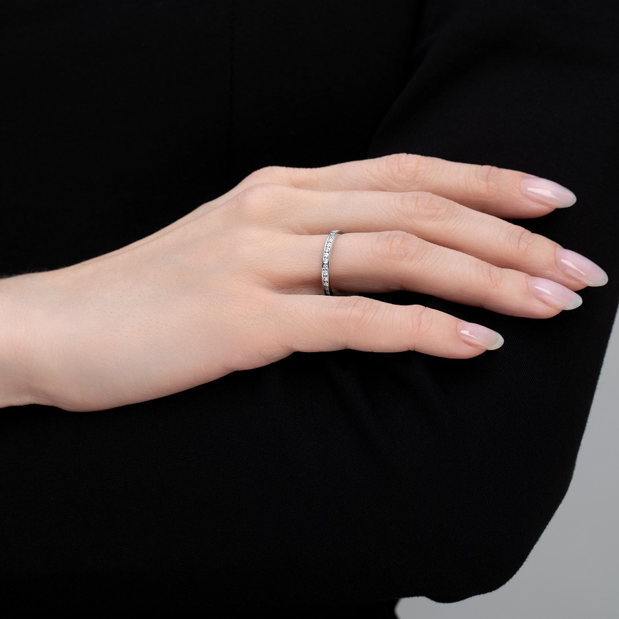 Обручальное кольцо из платины с дорожкой бриллиантов ПК-031-03 Platinum Lab фото 3