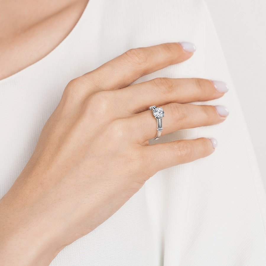 Помолвочное кольцо из платины с одним бриллиантом ПК-036-01 Platinum Lab фото 4