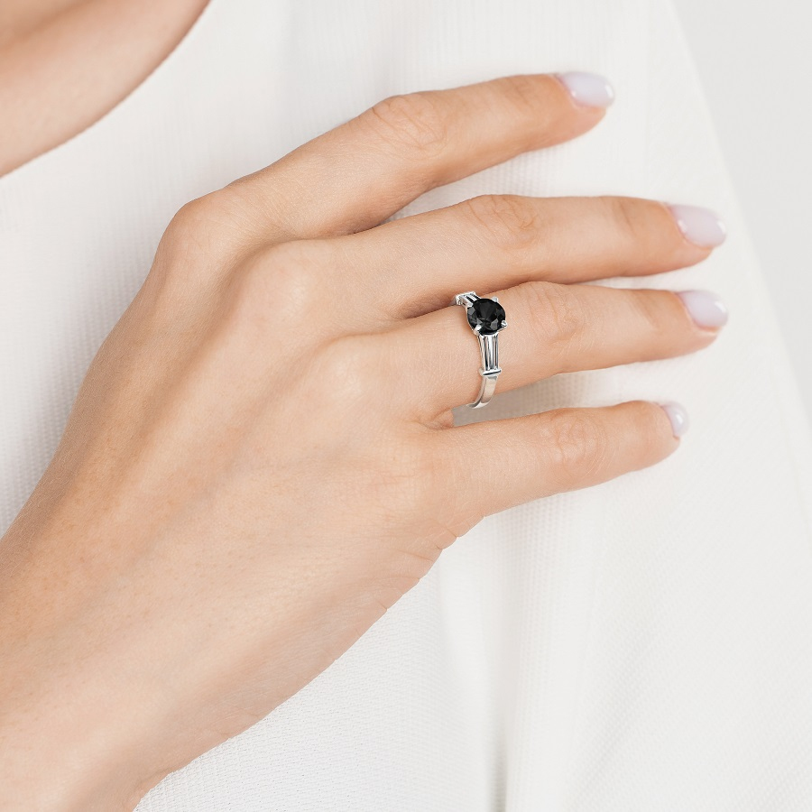 Помолвочное кольцо из платины с черным бриллиантом ПК-036Ч-01 Platinum Lab фото 3