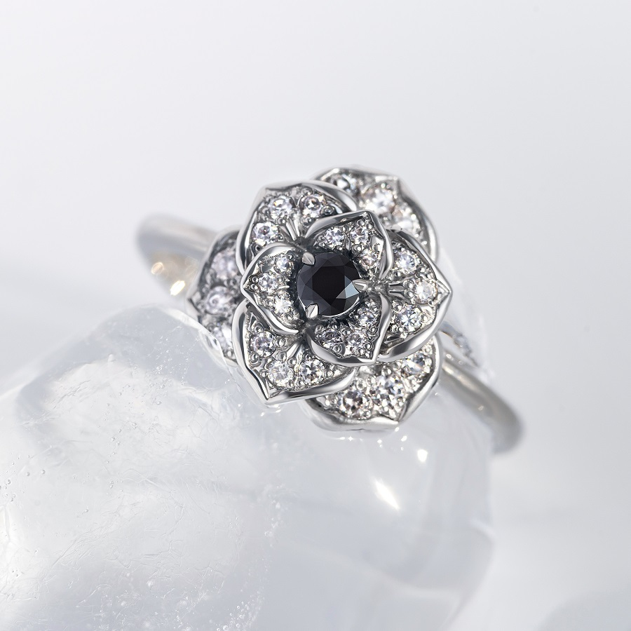 Женское кольцо с черным бриллиантом из платины ПК-040Ч-02 Platinum Lab фото 4