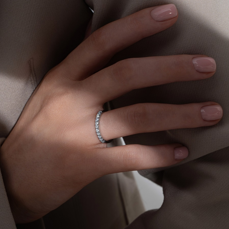 Обручальное кольцо из платины с дорожкой бриллиантов ПК-044-02 Platinum Lab фото 3