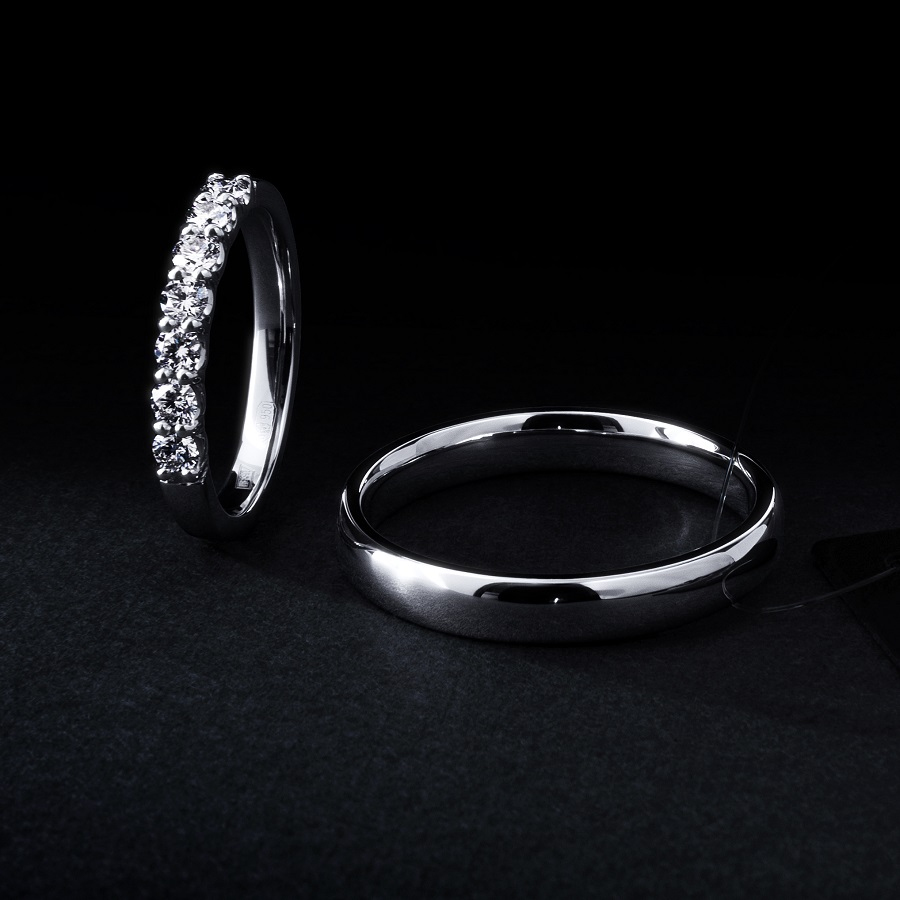 Белое кольцо с дорожкой бриллиантов из платины ПК-044-05 Platinum Lab фото 5