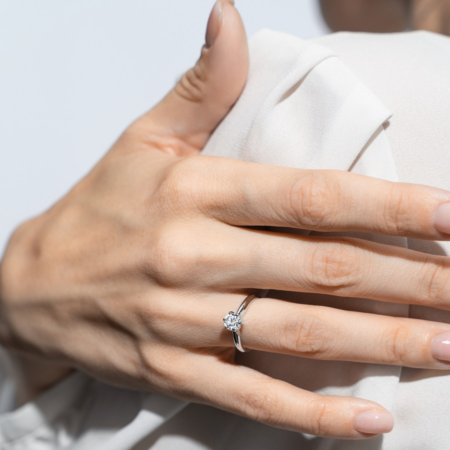 Помолвочное кольцо из платины с крупным бриллиантом весом пол карата ПК-088-03 Platinum Lab фото 3