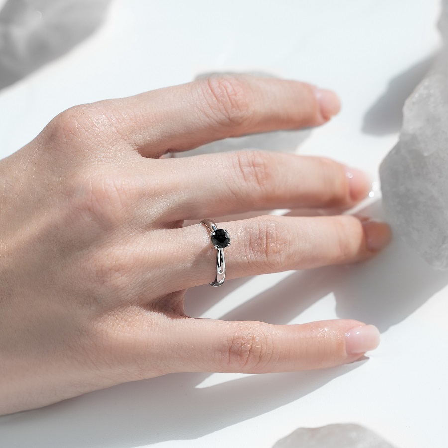 Помолвочное кольцо из платины с черным бриллиантом ПК-090Ч-04 Platinum Lab фото 4