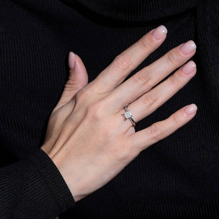 Помолвочное кольцо из платины с одним бриллиантом ПК-100-00 Platinum Lab фото 3