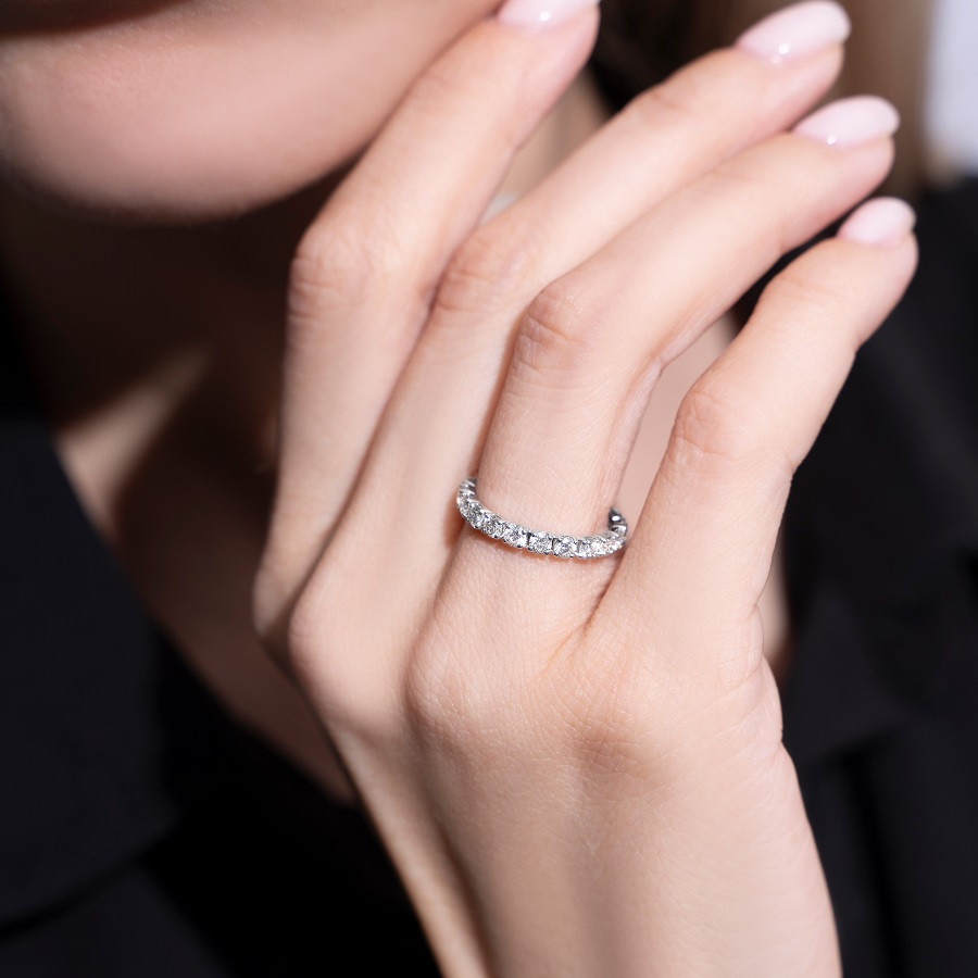 Обручальное кольцо из платины с дорожкой бриллиантов весом более 1 карата ПК-045-03 Platinum Lab  фото 3