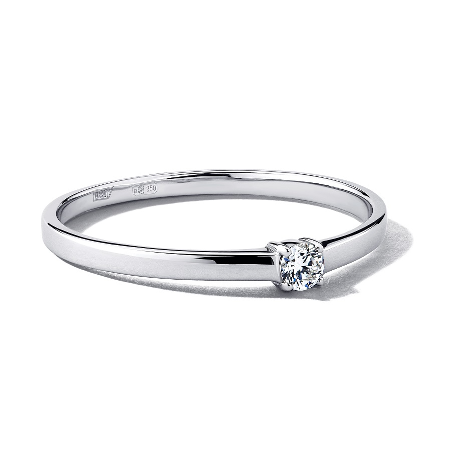 Помолвочное кольцо из платины с одним бриллиантом ПК-008-01 Platinum Lab фото 2