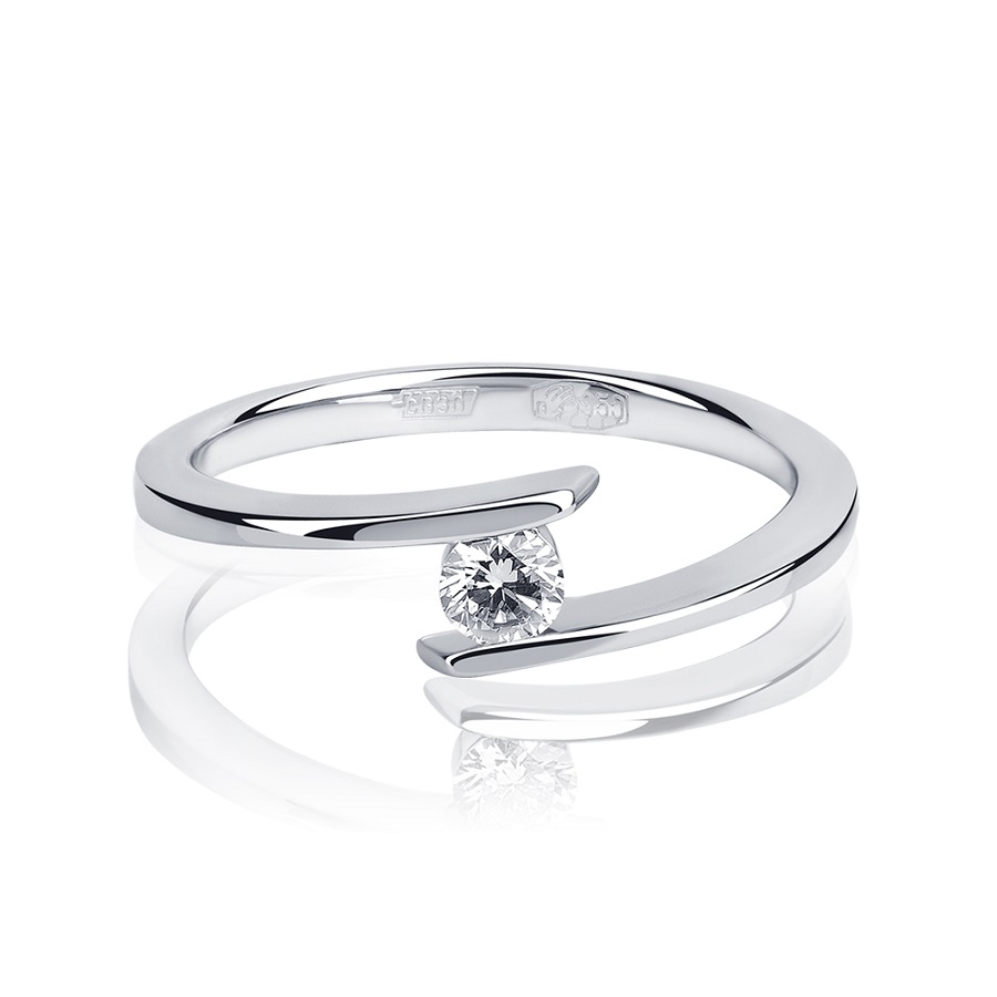 Помолвочное кольцо из платины с одним бриллиантом ПК-017-01 Platinum Lab фото 4