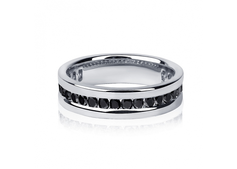 Кольцо для свадьбы с черными бриллиантами из платины ПК-021Ч-03 Платиновая Лаборатория фото 2