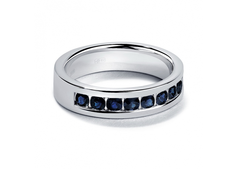 Свадебное кольцо с сапфирами из платины ПК-021С-02 Платинум Лаб фото 2