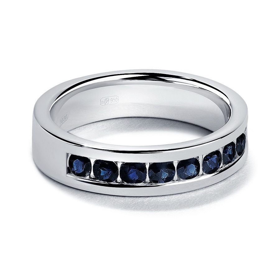 Свадебное кольцо с сапфирами из платины ПК-021С-02 Платинум Лаб фото 2