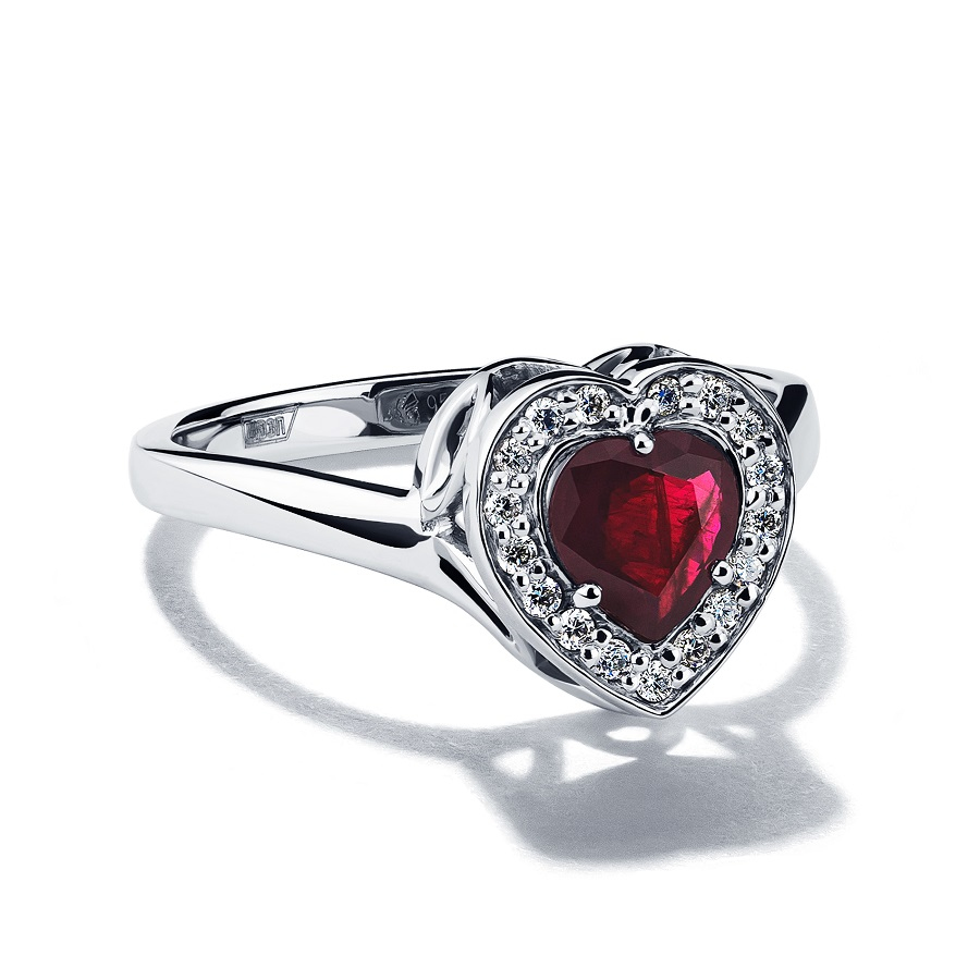 Кольцо сердечком с рубином из платины ПК-023Р-01 Platinum Lab фото 1