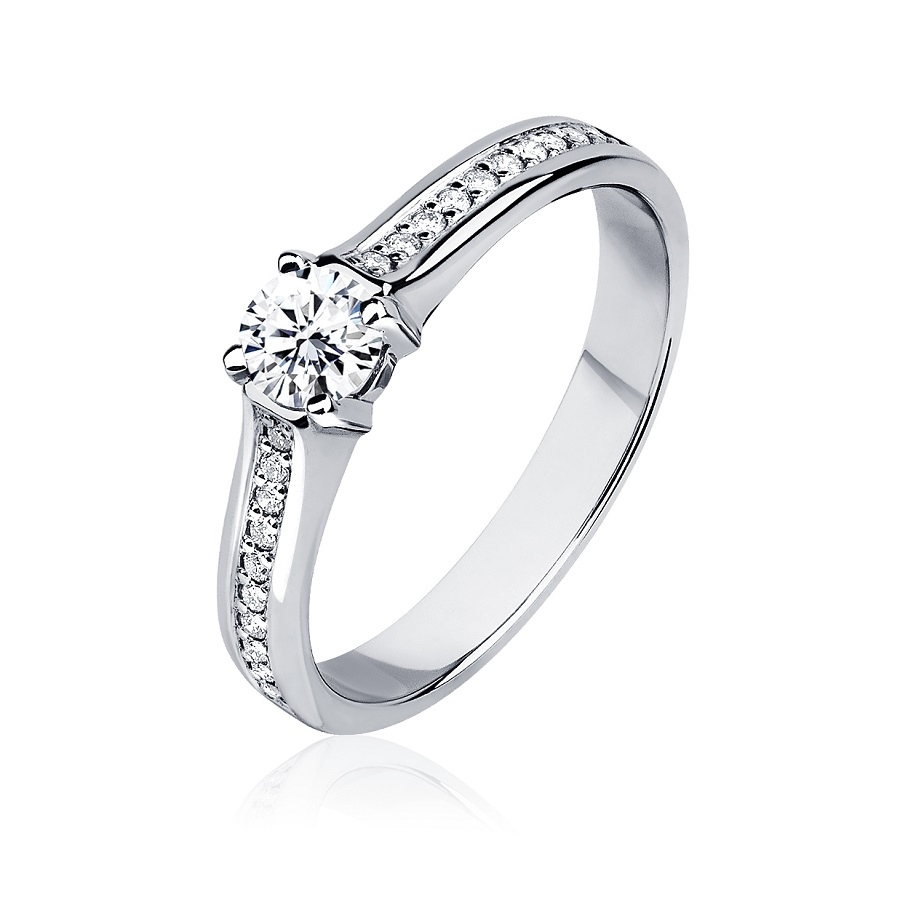 Белое помолвочное кольцо с бриллиантами из платины ПК-031-01 Platinum Lab фото 1