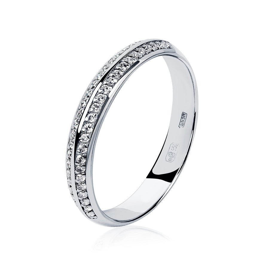 Обручальное кольцо с дорожкой бриллиантов из платины ПК-032-02 Платинум Лаб фото 1
