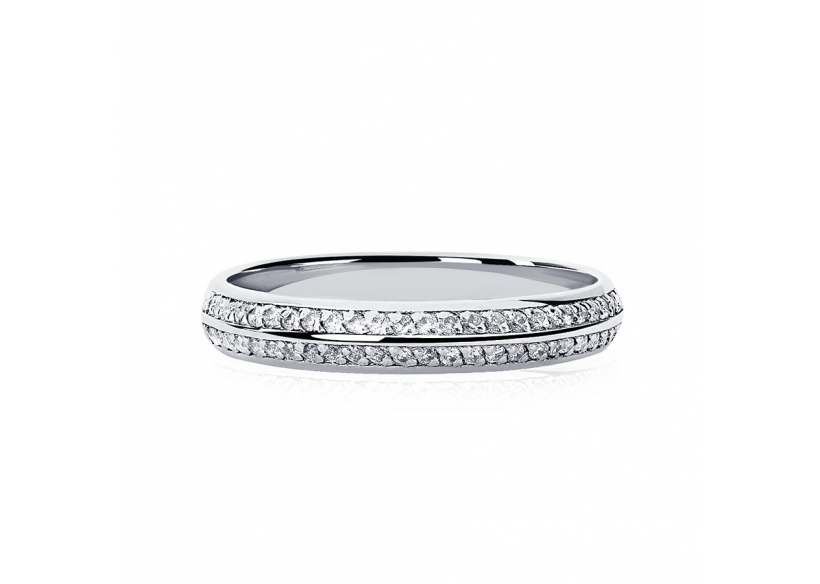 Белое обручальное кольцо с бриллиантами из платины 950 ПК-032-02 Platinum Lab фото 2