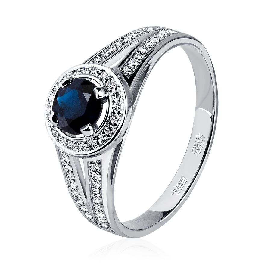 Помолвочное кольцо для женщины из платины 950 с сапфиром и бриллиантами ПК-060С-01 Platinum Lab фото 1