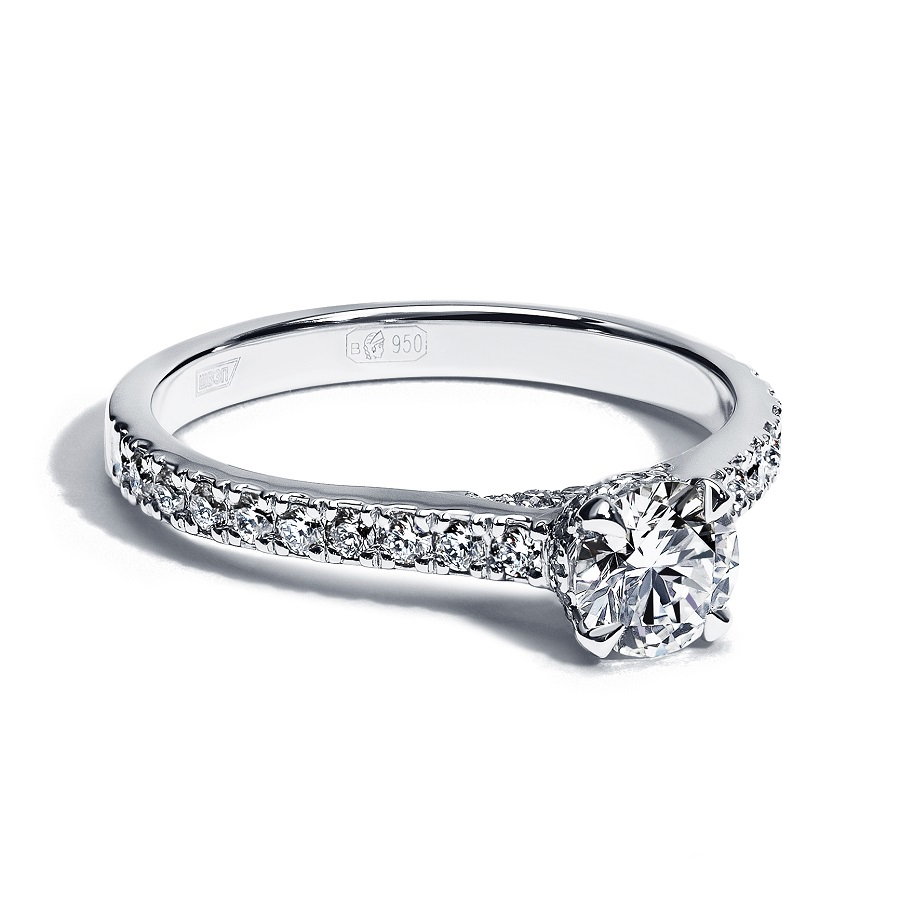 Классическое помолвочное кольцо из платины с бриллиантами ПК-065-01 Platinum Lab фото 2