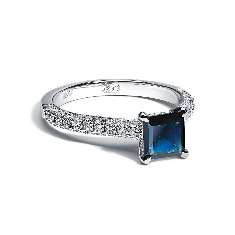 Женское кольцо из платины 950  с сапфиром ПК-068C-01 Platinum Lab фото 4
