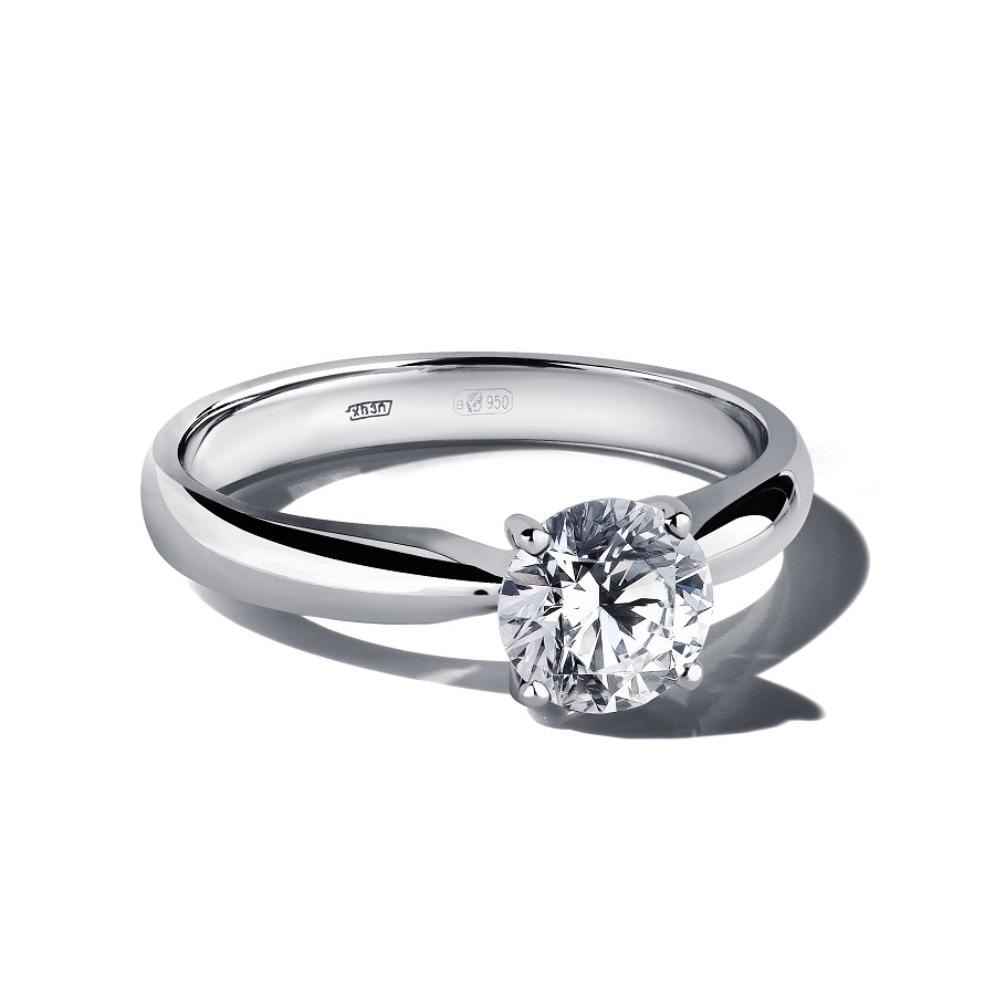 Классическое помолвочное кольцо из платины с одним бриллиантом ПК-086-05 Platinum Lab фото 3