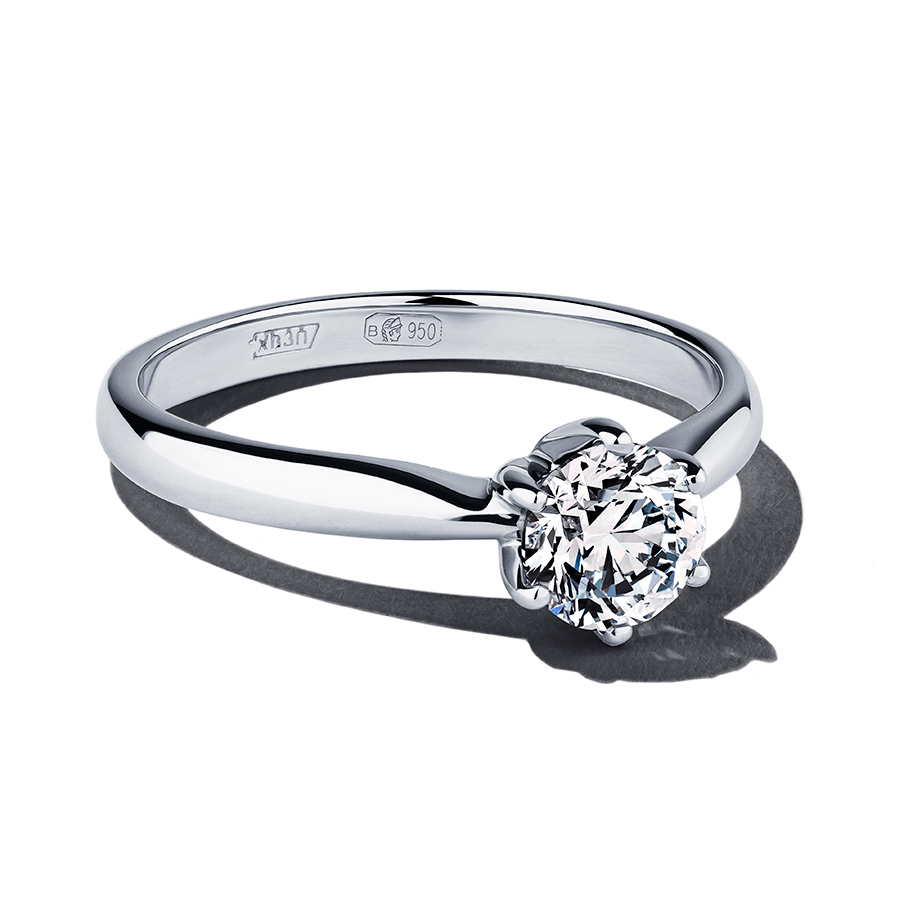 Женское помолвочное кольцо с большим бриллиантом из платины ПК-088-03 Платинум Лаб фото 2