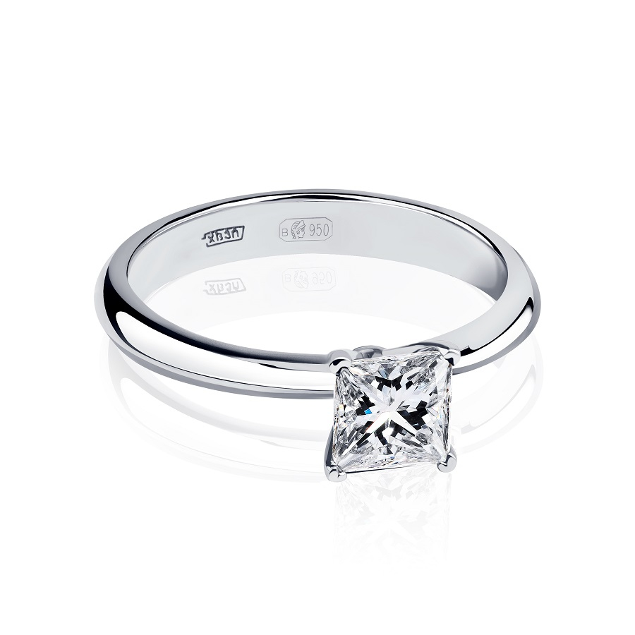 Помолвочное кольцо для предложения из платины с бриллиантом принцесса ПК-100-00 Платинум Лаб фото 2