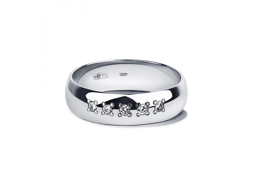 Обручальное кольцо из платины с бриллиантами ПК-105-05 Platinum Lab фото 2