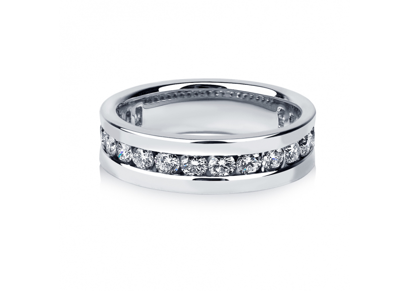 Мужское обручальное кольцо с дорожкой бриллиантов из платины ПК-021-01 Платинум Лаб фото 2