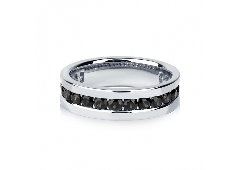 Мужское обручальное кольцо с черными бриллиантами из платины ПК-021Ч-01 platinumlab фото 2