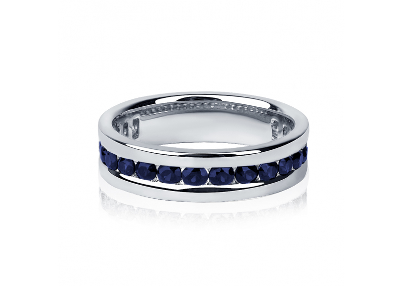 Обручальное кольцо из платины с дорожкой сапфиров ПК-021С-03 Платинум Лаб фото 2