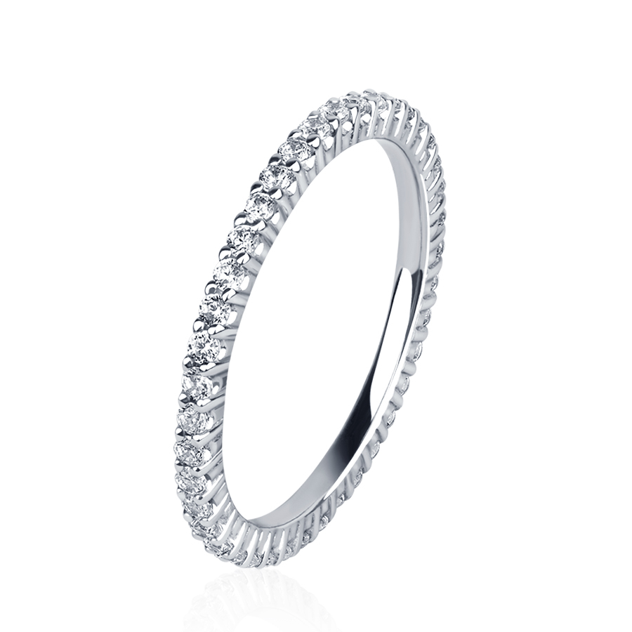 ПК-022-00 Обручальное кольцо из платины с бриллиантами тонкое - PlatinumLab
