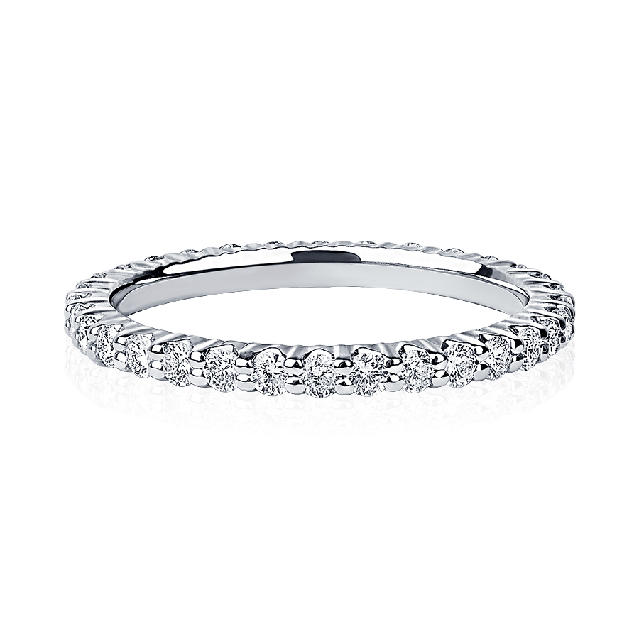 ПК-022-01 Обручальное кольцо из платины с бриллиантовой дорожкой весом пол карата - PlatinumLab