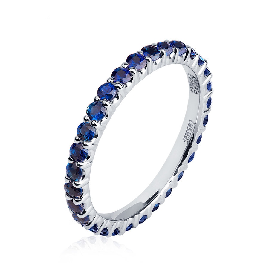 Обручальное кольцо из платины с дорожкой сапфиров ПК-022С-02 Платиновая Лаборатория фото 5