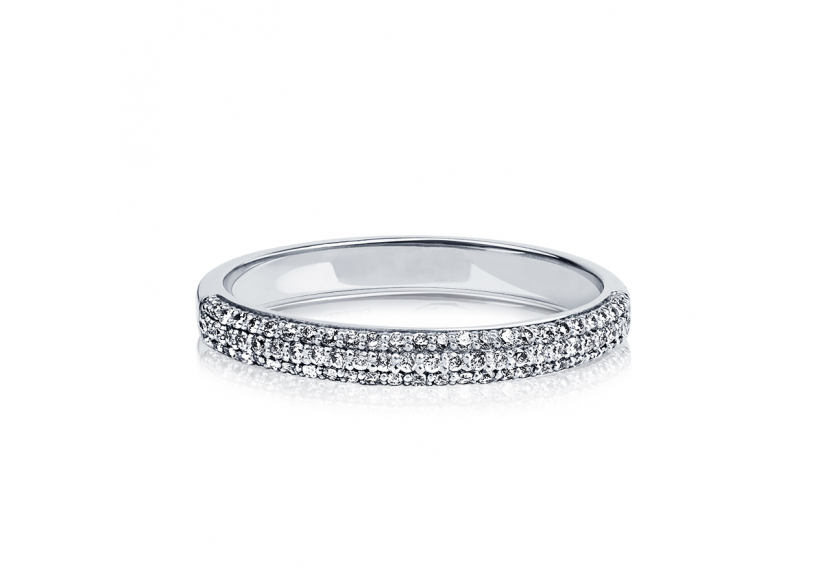 Тонкое обручальное кольцо с бриллиантами из платины ПК-030-03 Платинум Лаб фото 2