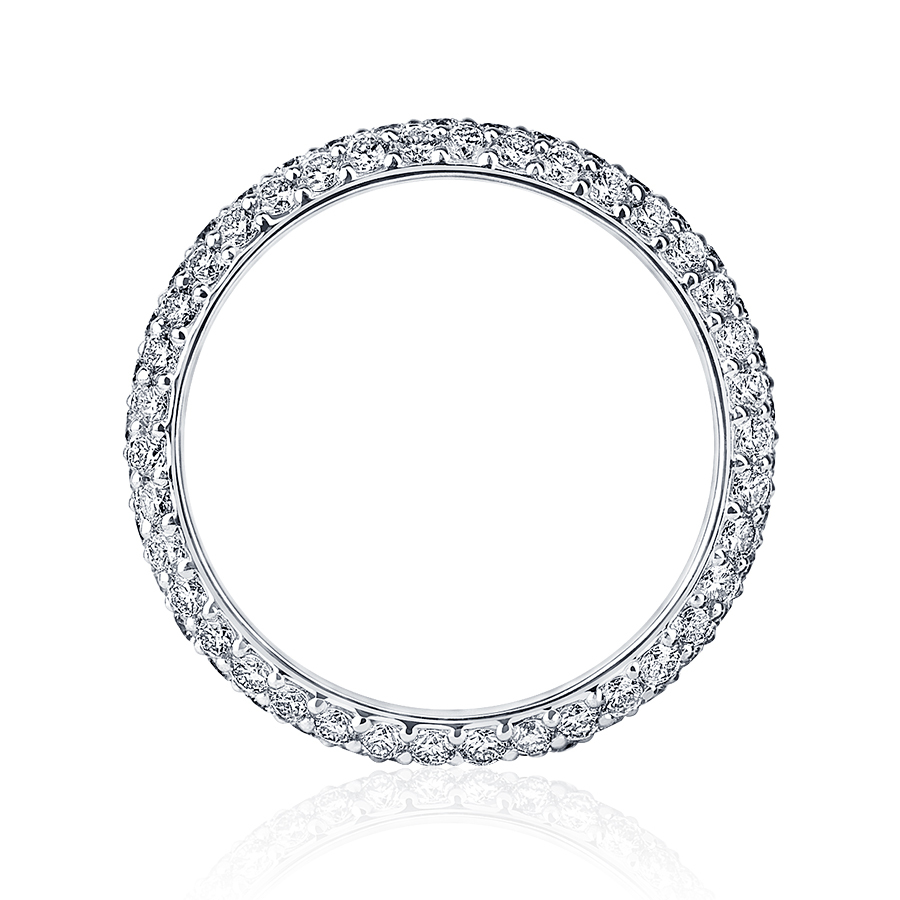 Обручальное кольцо с тремя дорожками бриллиантов из платины ПК-030-04 platinumlab фото 6
