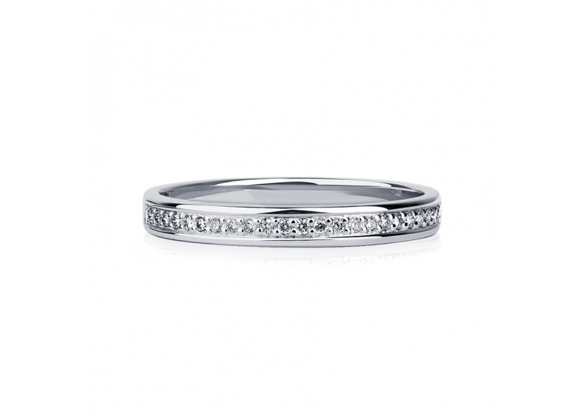 Тонкое обручальное кольцо с бриллиантами из платины ПК-031-02 Platinum Lab фото 2