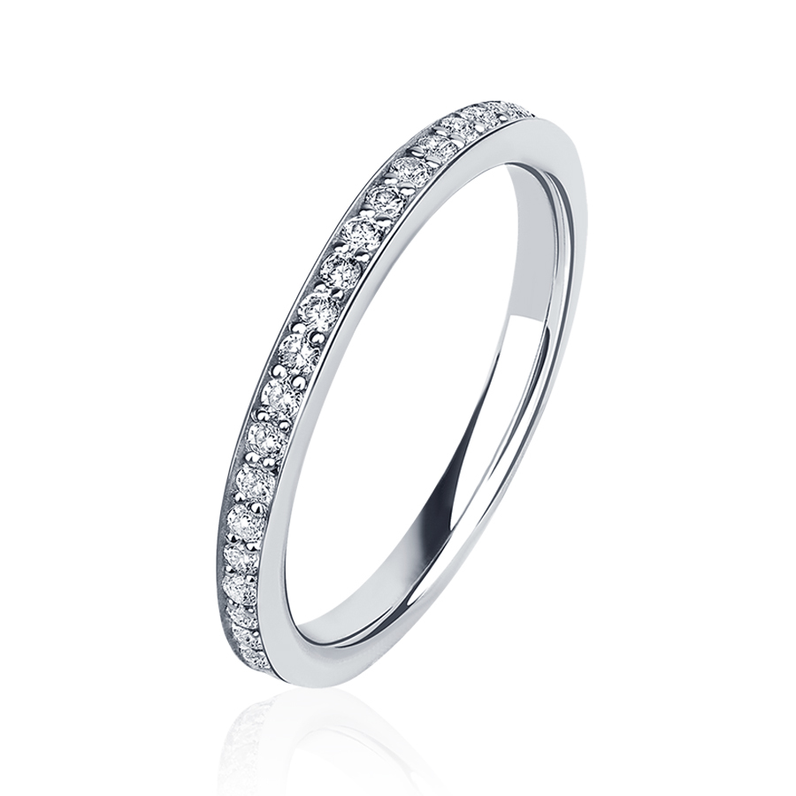 Тонкое обручальное кольцо с бриллиантами из платины ПК-031-03 Platinum Lab фото 1