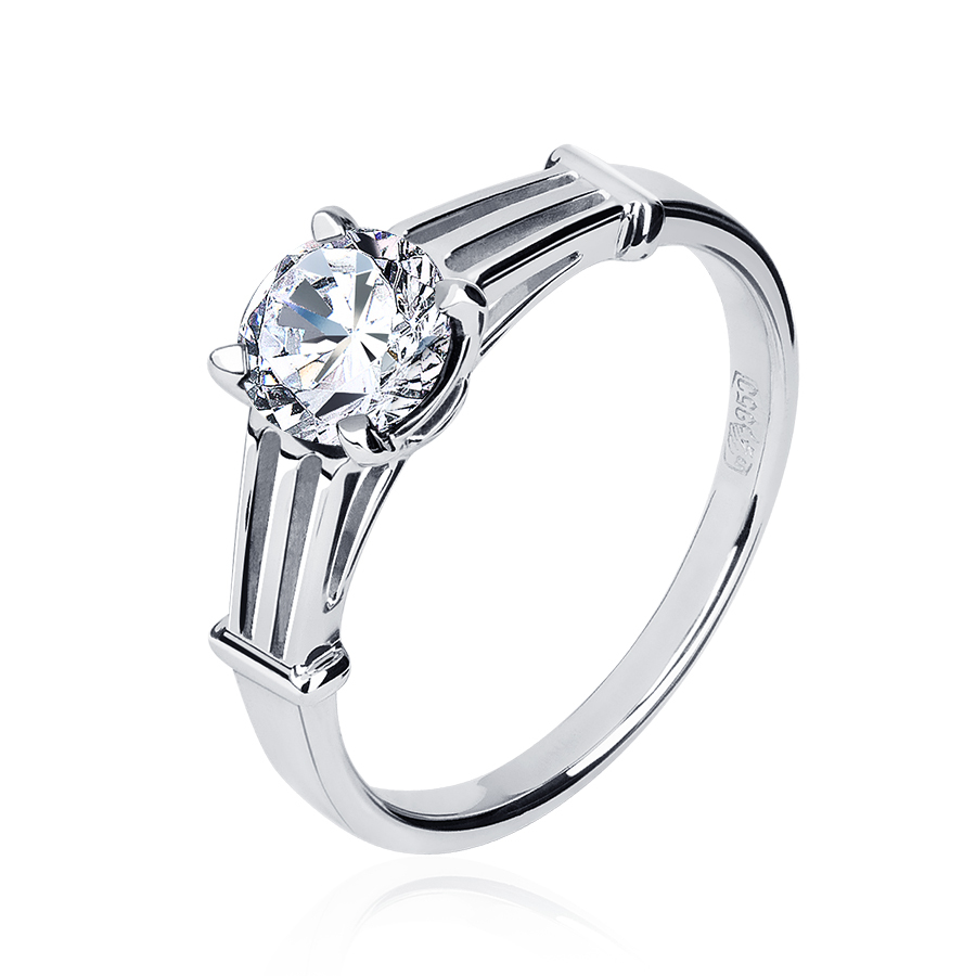 Помолвочное кольцо с бриллиантом в 1 карат фото из платины ПК-036-01 Platinum Lab