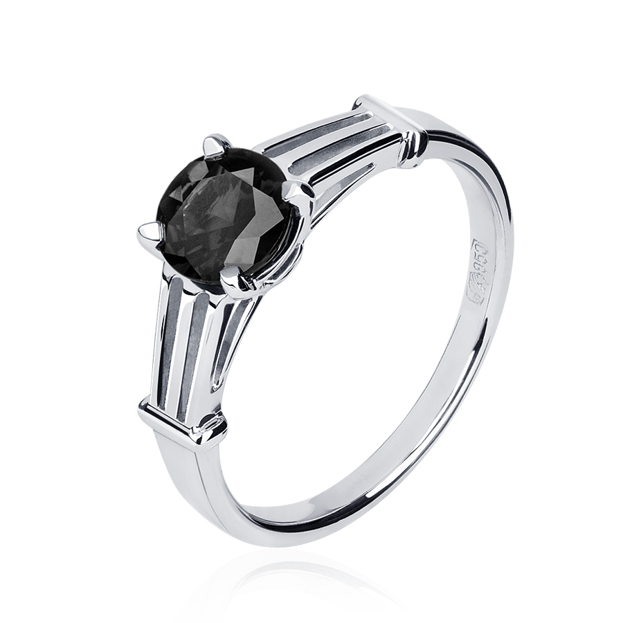 ПК-036Ч-01 Помолвочное кольцо из платины с черным бриллиантом - PlatinumLab