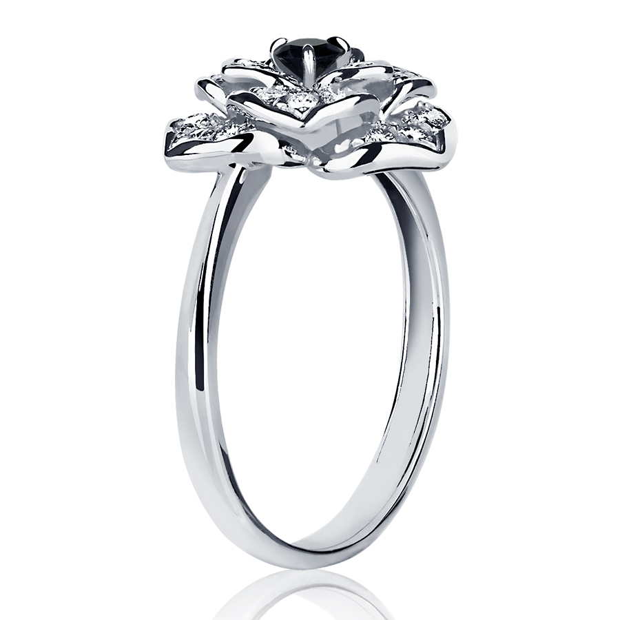 Женское кольцо с черным бриллиантом из платины ПК-040Ч-02 Platinum Lab фото 3
