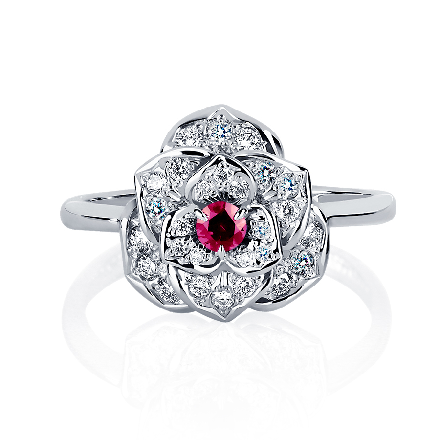 Женское кольцо с рубином и бриллиантами из платины ПК-040Р-02 platinumlab фото 2