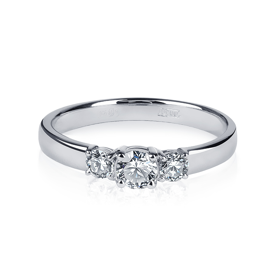 Помолвочное кольцо с 3 бриллиантами из платины ПК-042-01 Platinum Lab фото 2