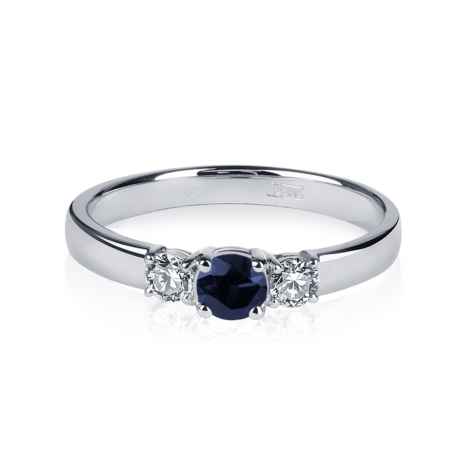 Помолвочное кольцо с тремя камнями из платины ПК-042СБр-01 Платинум Лаб фото 2